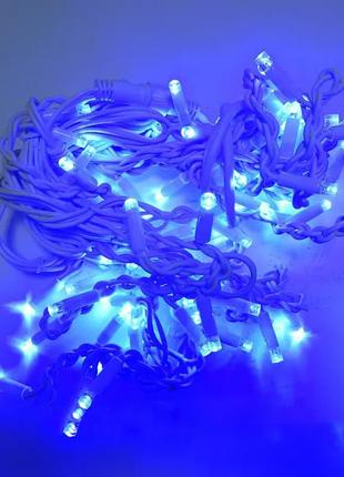 Гирлянда уличная Бахрома 100 LED , синий немигающий, 3.3м, бел...