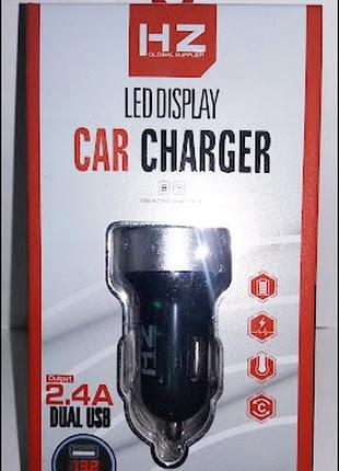Зарядне в прикурювач Car Charger LED на 2,4 А та 2USB