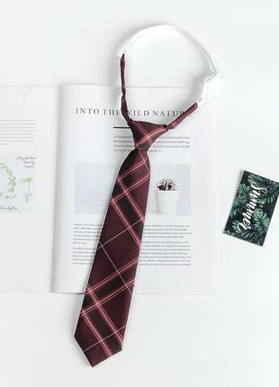 Жіноча краватка марсала бордова вишнева у клітинку шкільна фор...