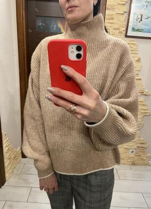 Трендовий оверсайз светр, джемпер з коміром стійка колір c...