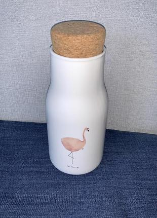 Керамическая бутылочка для воды Фламинго