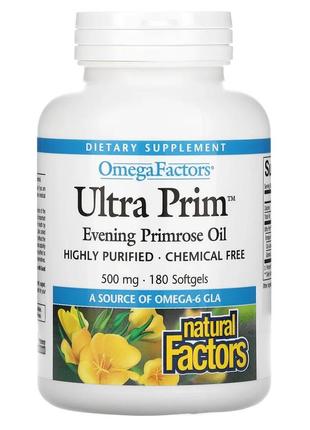 Natural Factors, Ultra Prim,масло примулы вечерней, 1000 мг,180шт