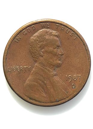 #671 США 1 цент 1987 Лінкольн Цент (Мітка монетного двору: "D" -