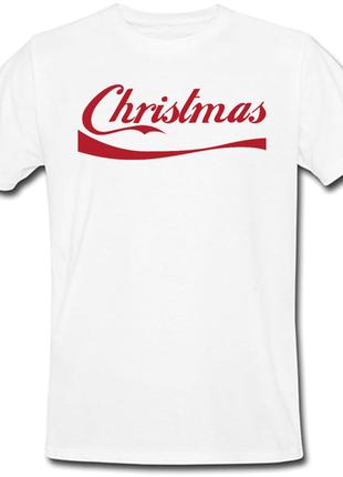 Футболка новогодняя Christmas (Coca-Cola Font) (белая)