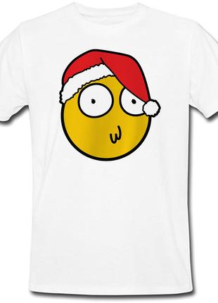 Футболка новогодняя Morty Christmas Smiley (белая)