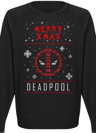 Світшот новорічний "Merry Xmas Deadpool" (чорний)