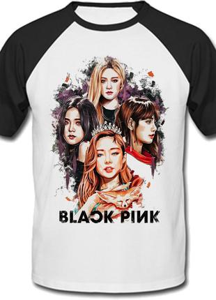 Футболка BLACKPINK - Members (біла з чорними рукавами)