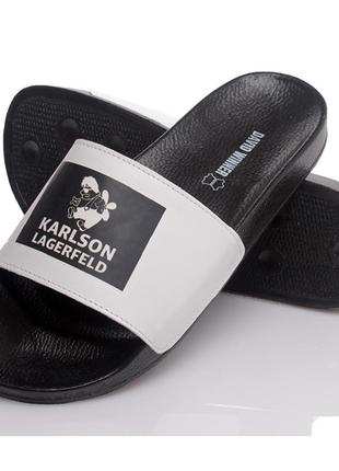 Тапочки мужские кожаные чёрные Karlson Lagerfeld (41-45)