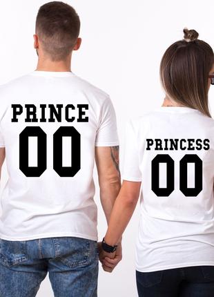 Парные именные футболки "PRINCE/PRINCESS" [Цифры можно менять]...