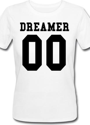 Женская именная футболка DREAMER (принт спереди) [Цифры можно ...