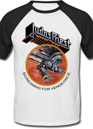 Футболка Judas Priest - Screaming For Vengeance (белая с чёрны...