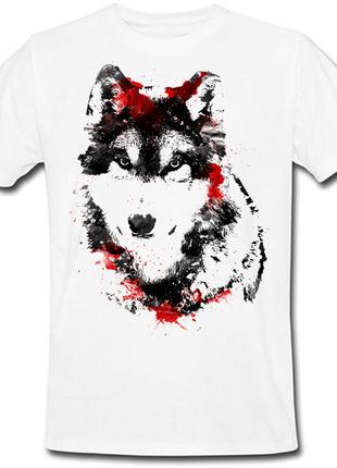 Футболка Fat Cat Wolf - Black and red (белая)