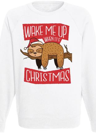 Світшот новорічний "Wake Me Up When Its Christmas" (білий)