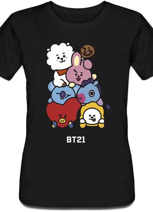 Женская футболка BTS Bangtan Boys "BT21" (чёрная)