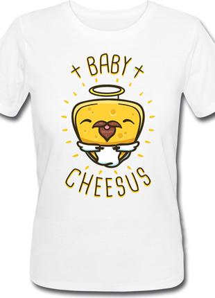 Женская новогодняя футболка Baby Cheesus (белая)