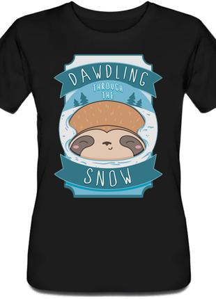 Жіноча новорічна футболка Sleepy Sloth Dawdling Through The Sn...
