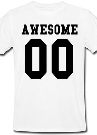 Мужская именная футболка Awesome (принт спереди) [Цифры можно ...