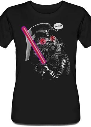 Жіноча футболка Darth Meow (чорна) XXL