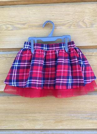 Пышная юбка, юбка с фатином, юбка в клетку, красная юбка