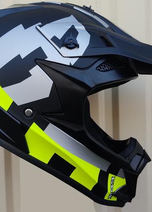 Кроссовый мото шлем EDX Салатово серый Размер М , L + очки в п...