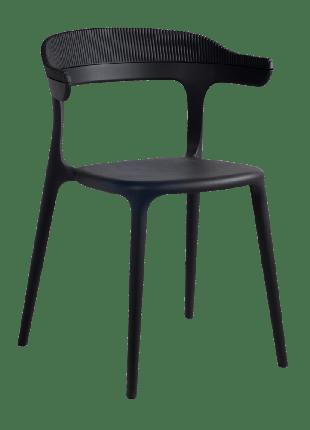 Крісло пластикове Papatya Luna-Stripe чорне сидіння, верх чорний