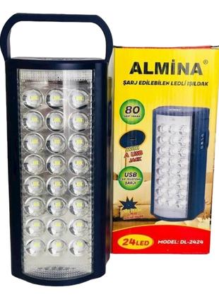 LED фонарь светодиодный с повербанком ALMINA DL-2424 встроенны...