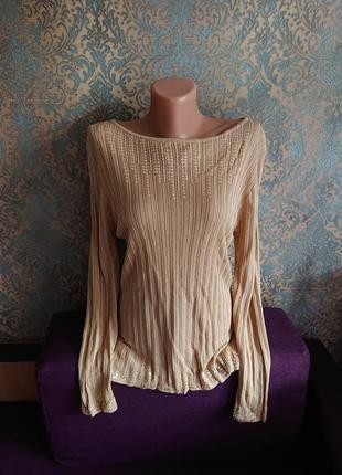 Красивая женская кофта в рубчик с пайетками джемпер пуловер ра...