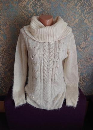 Красивый теплый женский свитер р.44/46 кофта джемпер пуловер г...
