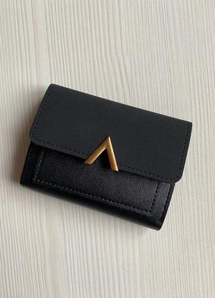Женский кошелек- портмоне из эко кожи матовый черного цвета 🖤