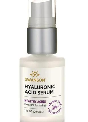 Гіалуронова сироватка для шкіри від swanson, hyaluronic acid s...