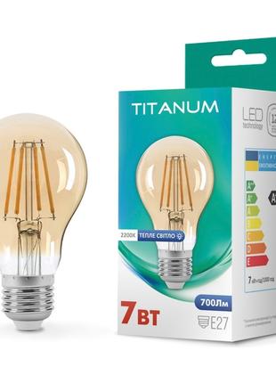 LED лампа TITANUM Filament A60 7W E27 2200K бронза