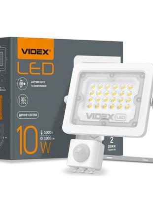 LED прожектор VIDEX F2e 10W 5000K с датчиком движения и освещения