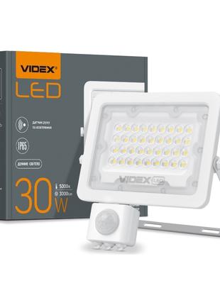 LED прожектор VIDEX F2e 30W 5000K с датчиком движения и освещения