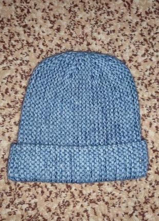 Синяя вязаная зимняя шапка sofi
