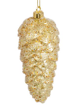 Елочное украшение Шишка 14см, цвет - золото