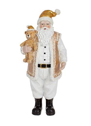 Декоративная статуэтка Санта с мишкой 27см, цвет - золото