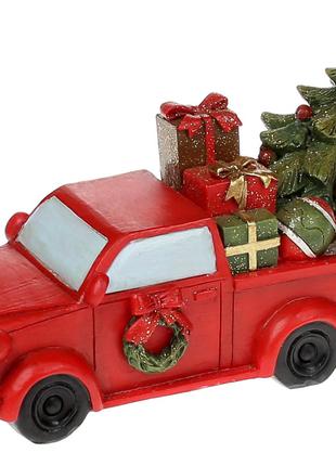 Декоративная статуэтка Машинка с новогодней елкой, 15см, цвет ...