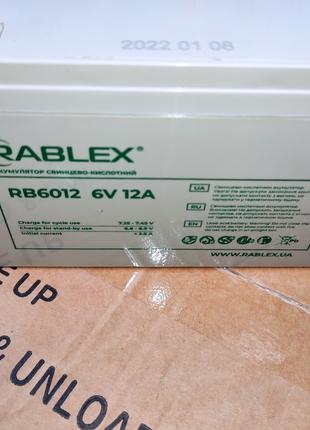 Rablex 6V 12A АКБ Акумулятор 6 вольтів 12 Амперів BATTERY 6V 1...