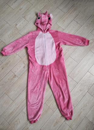 Пижама кигуруми розовая детская единорог
