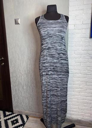 Трикотажна сукня максі у полоску довге плаття divided від h&m, s