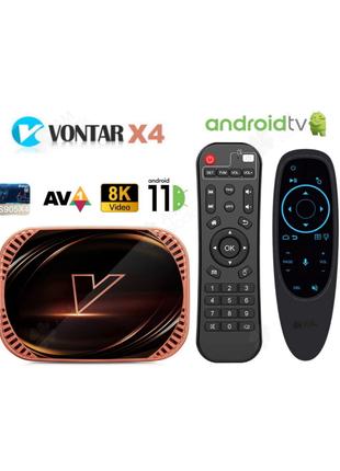 Vontar X4 4/32GB AndroidTV S905X4 AV1 смарт тв приставка tv box