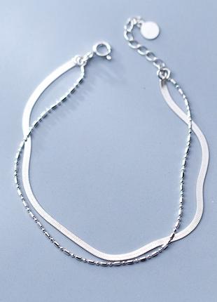 Женский серебряный двойной браслет серебро