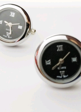 Quartz запонки часи годинник срібні чорний циферблат часы