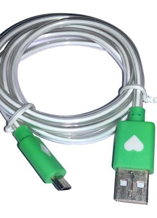 Кабель USB to micro USB с подсветкой наконечников 1м:Зеленый