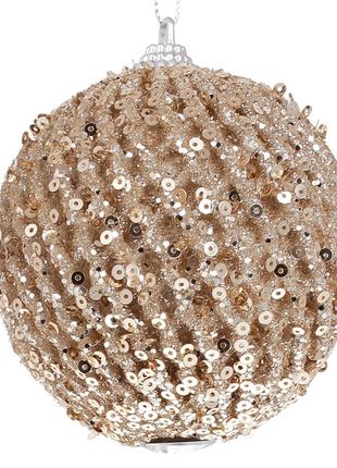 Набор (16шт.) елочных шаров 8см с кристаллом, цвет - шампань