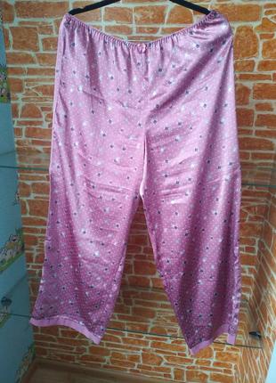Атласні ніжно рожеві   жіночі штани піжама next 52 xxl розмір