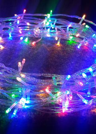 LED гирлянда Новогодняя  8 режимов 4 цвета 14 м