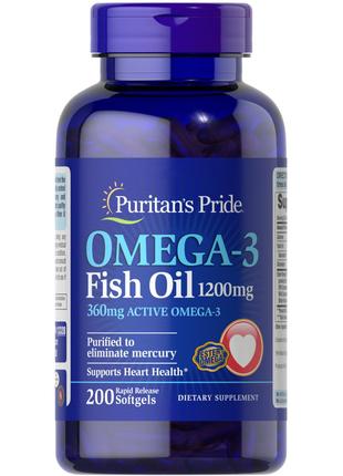 Жирні кислоти Puritans Pride Omega 3 Fish Oil 1200 mg, 200 капсул