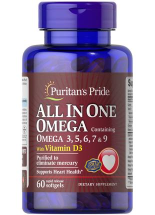 Жирні кислоти Puritan's Pride All In One Omega 3, 5, 6, 7 & 9 ...