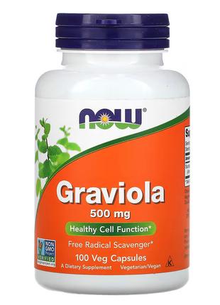 Натуральна добавка NOW Graviola 500 mg, 100 вегакапсул
